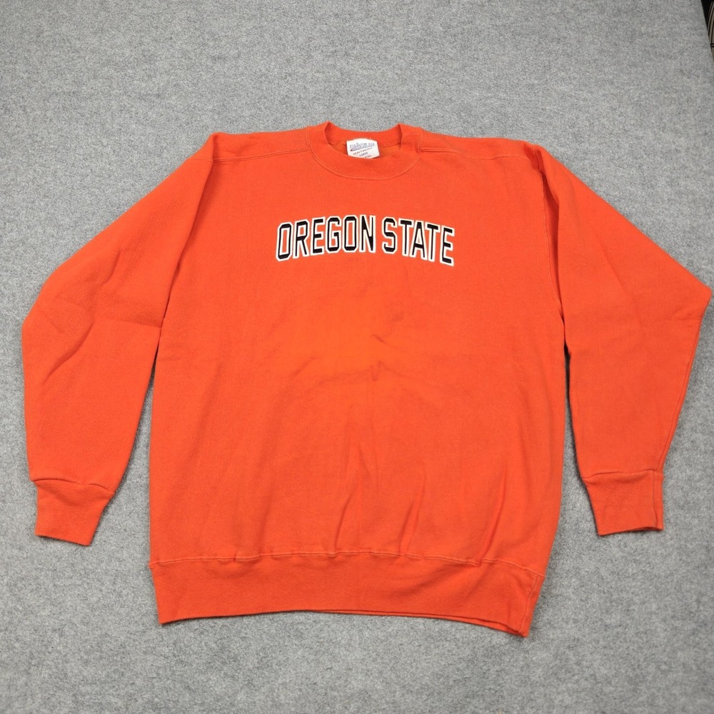 Vintage Oregon State Sweatshirt Mens Large‎ Orange NCAA Crewneck Eagle USA